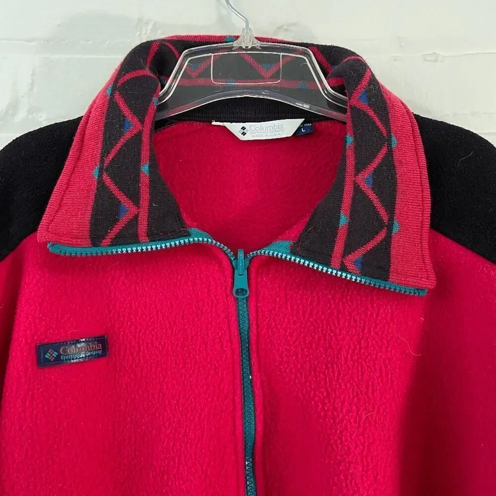 Vintage 80s/90s Columbia Bugaboo 3-in-1 Jacket & Fleece w/ Aztec Collar